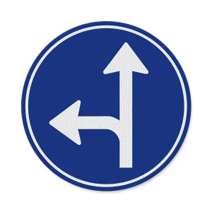 Verkeersbord D06l - Verplichte rijrichting links & rechtdoor