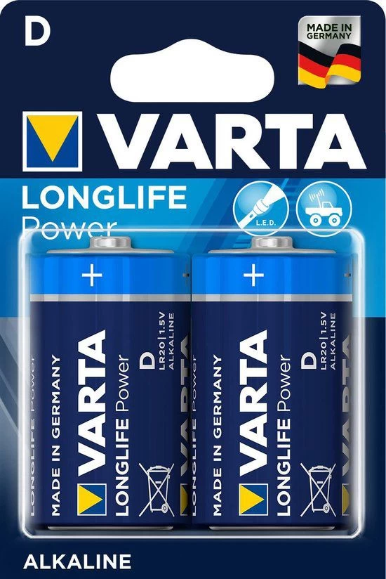 Batterij 1,5 volt Longlife Power D 2 stuks Varta