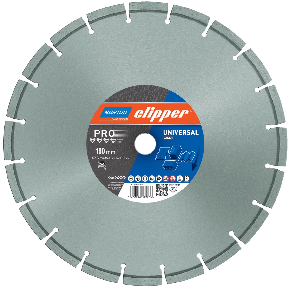 Diamantzaagblad Norton Clipper Pro Universeel 180 x 22,23 mm