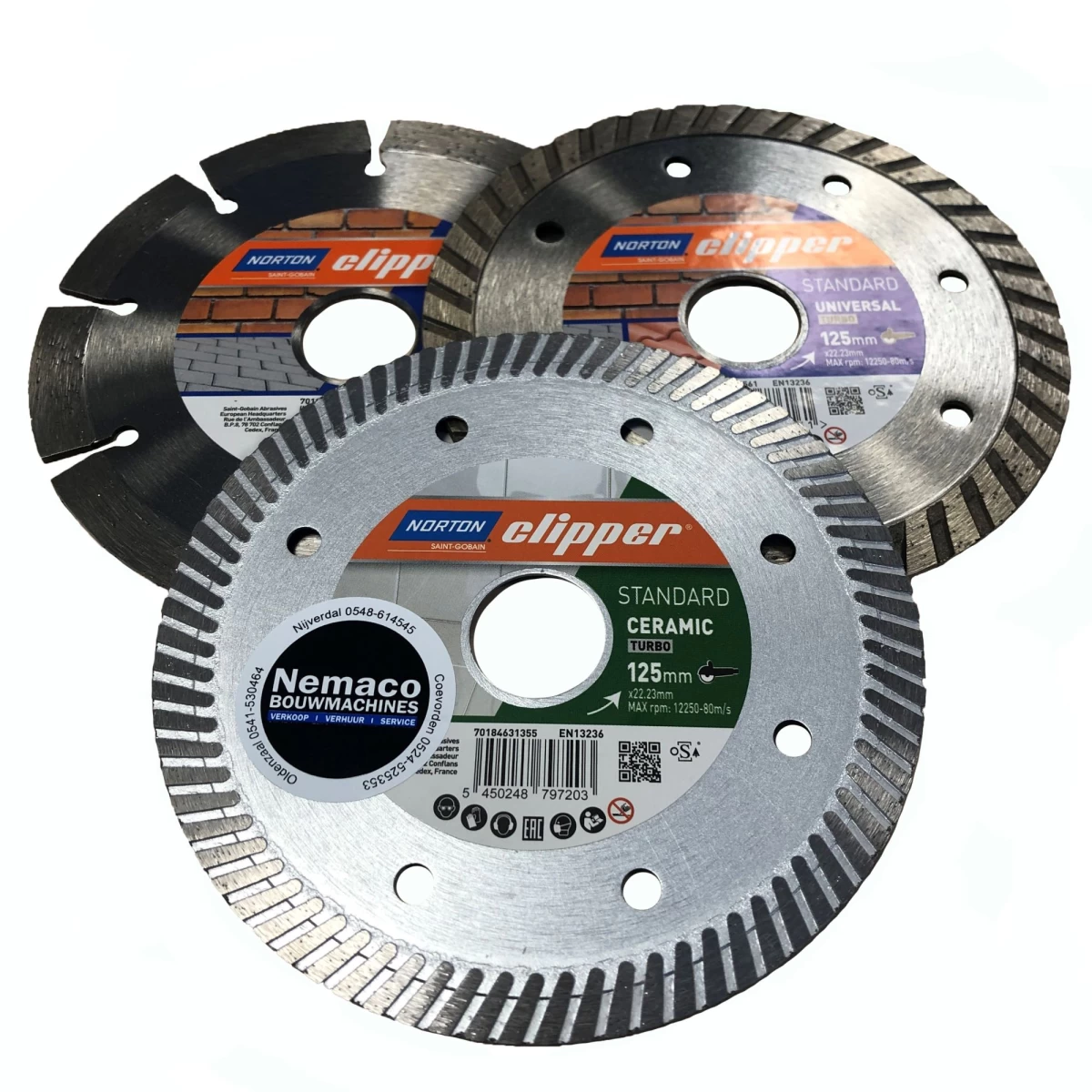 Diamantzaagblad Norton Clipper triple pack 125 x 22,23 mm