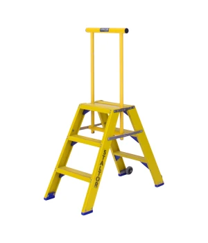 Staltor dubbele glasvezeltrap met vaste beugel 2 x 3 treden