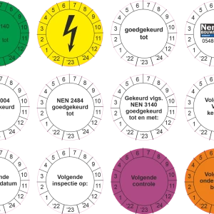 Keuringsstickers ø 40 mm NEN3140 met eigen logo
