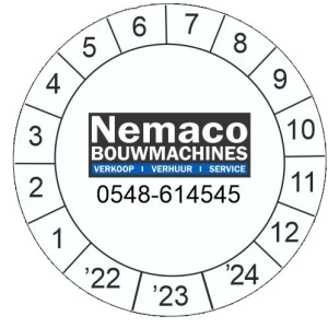 Keuringsstickers ø 20 mm NEN3140 met eigen logo