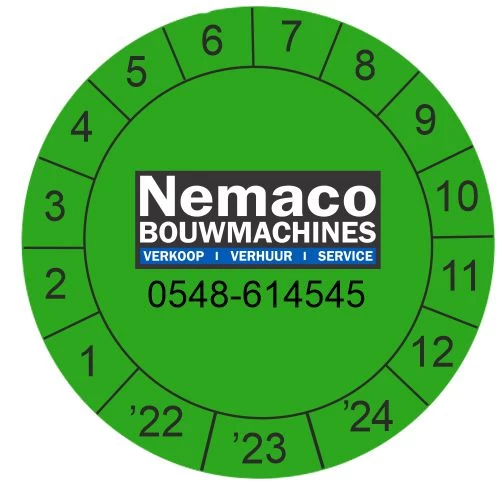 Keuringsstickers ø 30 mm NEN3140 met eigen logo