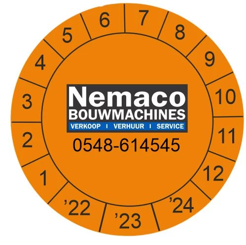 Keuringsstickers ø 30 mm NEN3140 met eigen logo