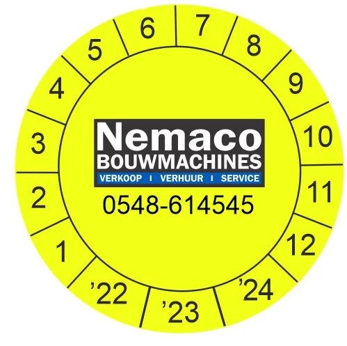 Keuringsstickers ø 40 mm NEN3140 met eigen logo