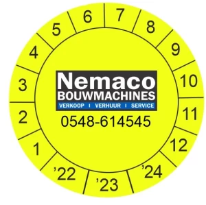 Keuringsstickers ø 30 mm NEN3140 met eigen logo