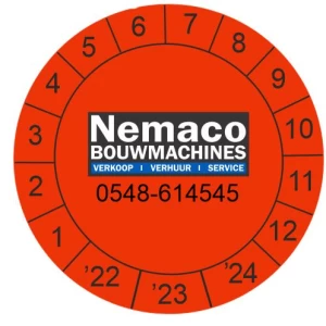 Keuringsstickers ø 30 mm NEN3140 met eigen logo