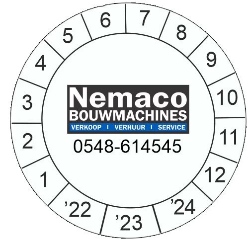Keuringsstickers ø 40 mm NEN3140 met eigen logo