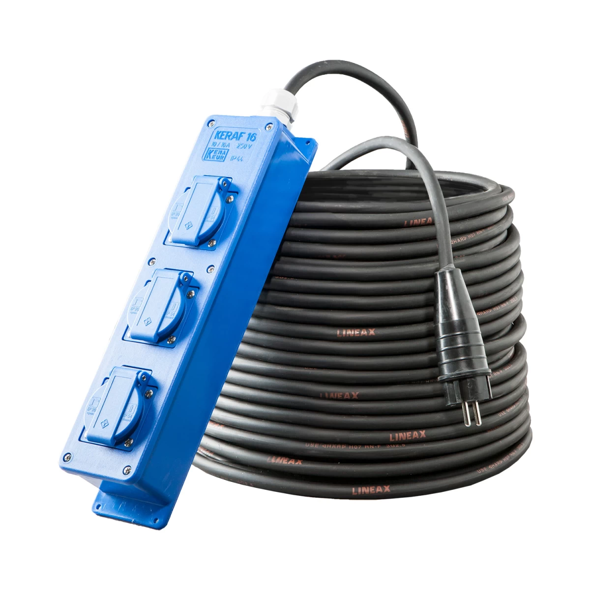 Verlengkabel 3 x 2.5 mm² 25 meter incl. drieweg contrastekker 230 volt