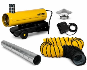 Oklima SE 120 heteluchtkanon indirect gestookt complete set